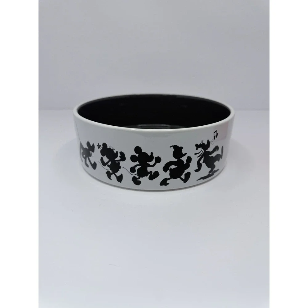 Disney Chewy Mickey Mouse Lines White Black Pet Dog Cat Food Water‎ Bowl